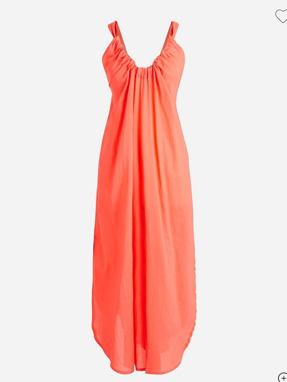 NWT J. Crew Coral Maxi Dress with Ruched Scoop Neck
